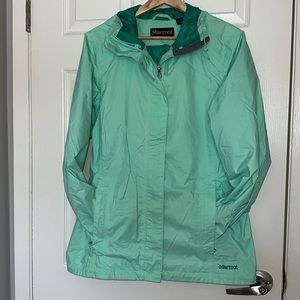 Women’s Marmot Boundary Water Rain Jacket. Size L. Mint green.